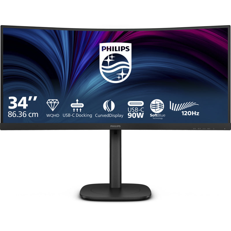 Load image into Gallery viewer, Philips 34b2u3600c 34 curved ultrawide monitor (zwart, hdmi, displayport, 4x usb-a, usb-b, usb-c, rj-45)
