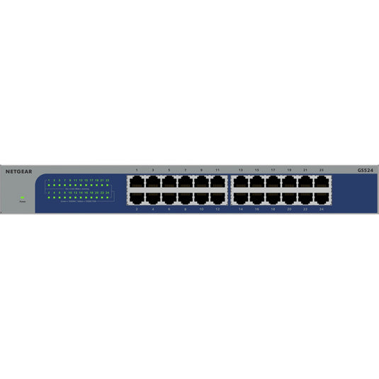 Netgear gs524 24-poorts gigabit ethernet unmanaged switch (grijs blauw)