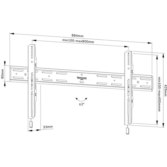 Neomounts select wl30s-850bl18 vlakke wandsteun bevestiging (zwart)