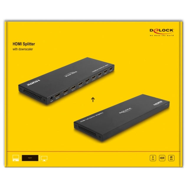 Load image into Gallery viewer, Delock hdmi splitter 1x hdmi in > 8x hdmi out, 4k 60hz (zwart, met downscaler)
