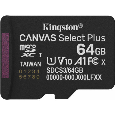 Kingston canvas select plus 64 gb microsdxc geheugenkaart (zwart, uhs-i u1, class 10, v10)