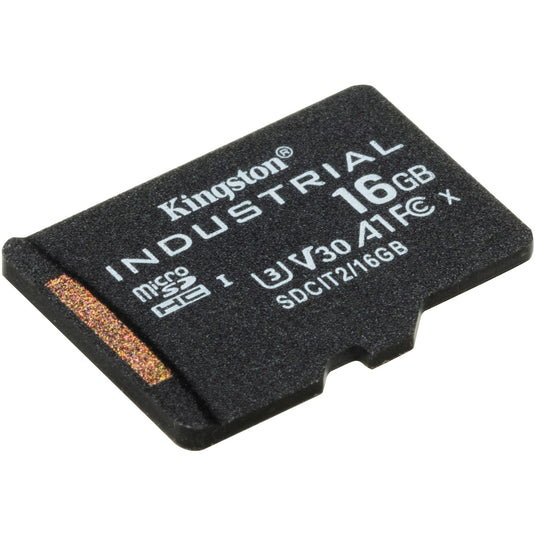Kingston industrial microsdhc 16gb geheugenkaart (zwart, klasse 10, uhs-i, u3, v30, a1)