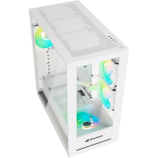 Sharkoon rebel c60 rgb midi tower behuizing (wit | 2x usb-a | 1x usb-c | rgb | tempered glass)