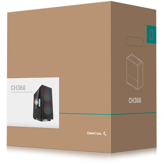 Load image into Gallery viewer, Deepcool ch360 mini tower behuizing (zwart | 1x usb-a | 1x usb-c | rgb | tempered glass)
