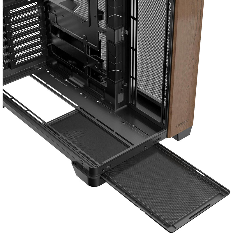 Load image into Gallery viewer, Antec c8 curve wood midi tower behuizing (zwart houtkleur | 2x usb-a | 1x usb-c | tempered glass)
