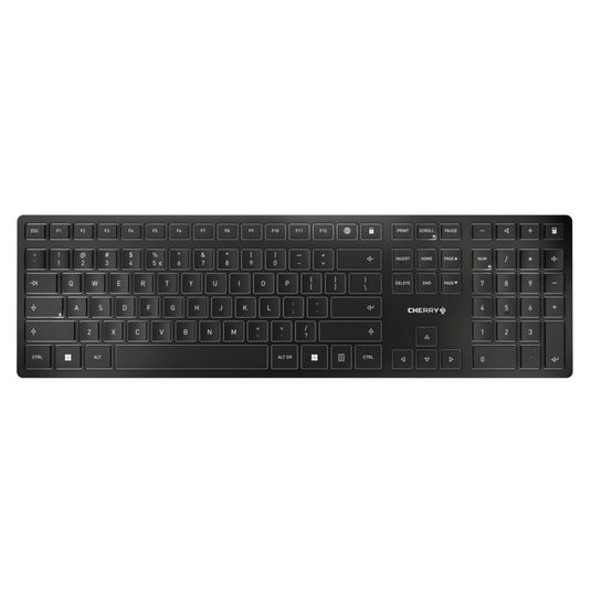 Cherry kw 9100 slim, toetsenbord (zwart zilver, eu lay-out (qwerty), scissor switches, abs, usb-c, 2.4 ghz, bluetooth)