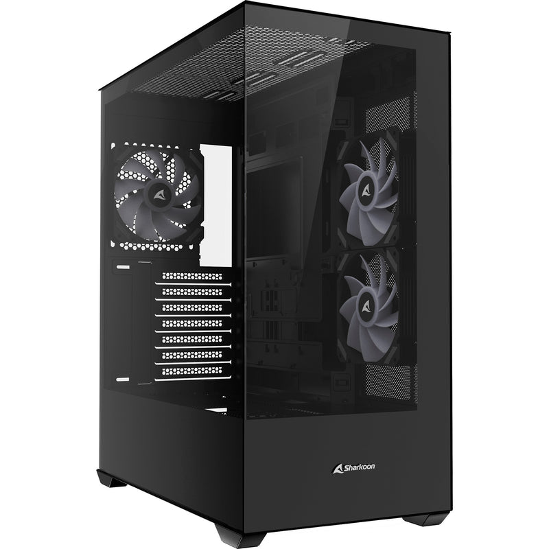 Load image into Gallery viewer, Sharkoon sk6 argb midi tower behuizing (zwart | 2x usb-a | rgb | tempered glass)
