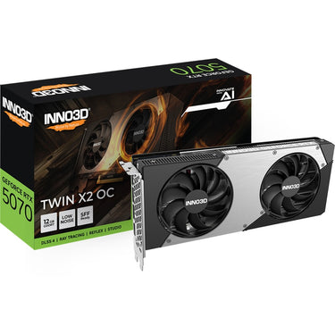Inno3d geforce rtx 5070 twin x2 oc grafische kaart (zwart, dlss 4, 3x displayport, 1x hdmi 2.1)