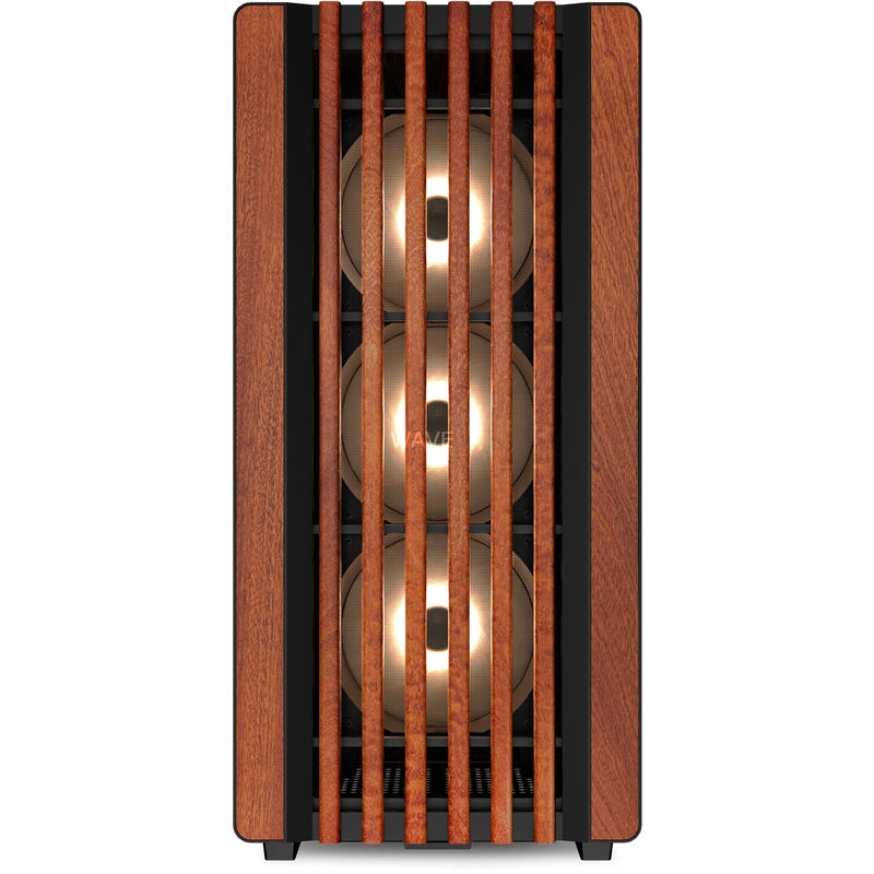 Load image into Gallery viewer, Sharkoon rebel c70g rgb midi tower behuizing (zwart houtkleur | 2x usb-a | 1x usb-c | rgb | tempered glass)
