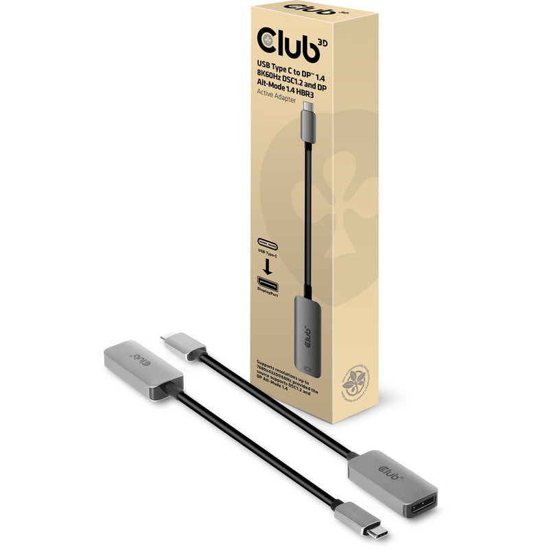 Load image into Gallery viewer, Club 3d usb-c naar displayport 1.4 actieve adapter (grijs)
