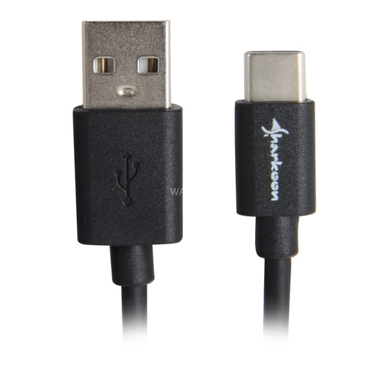 Sharkoon usb-a 2.0 - usb-c kabel (zwart, 0,5 meter )