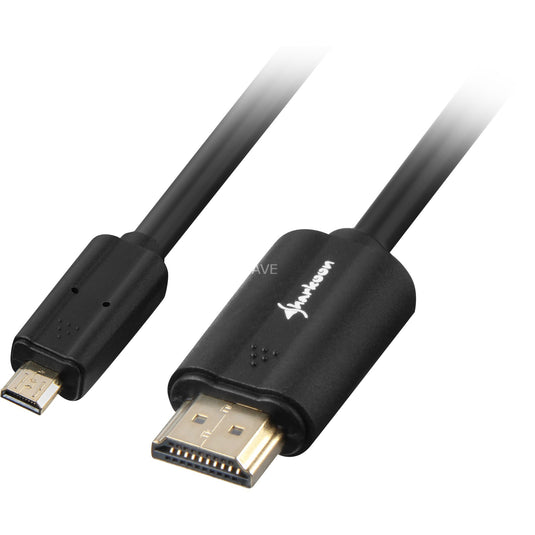 Sharkoon hdmi naar micro-hdmi 2.0 kabel (zwart, 1,5 meter, 4k)
