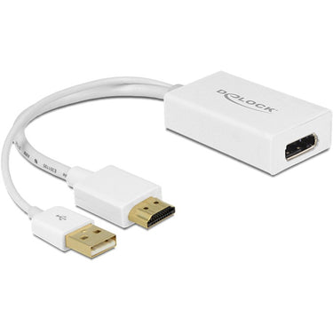 Delock hdmi-a (male) > displayport 1.2 (female) adapter (wit, 0,245 meter)