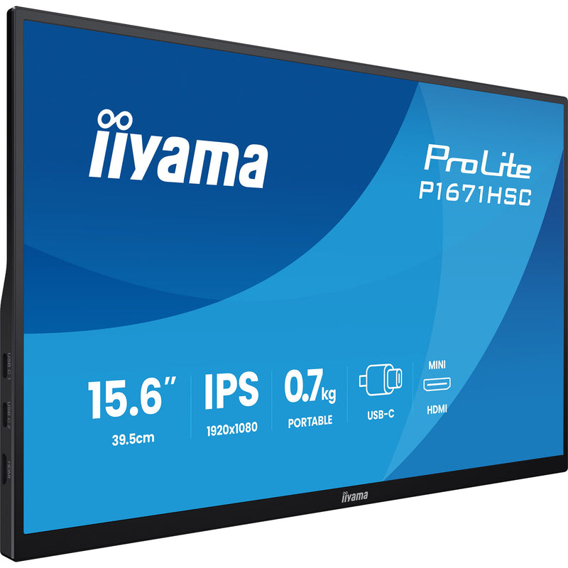 Afbeelding laden in galerijviewer, Iiyama prolite p1671hsc-b1 15.6 monitor (zwart (mat), mini-hdmi (type-c), 2x usb-c)
