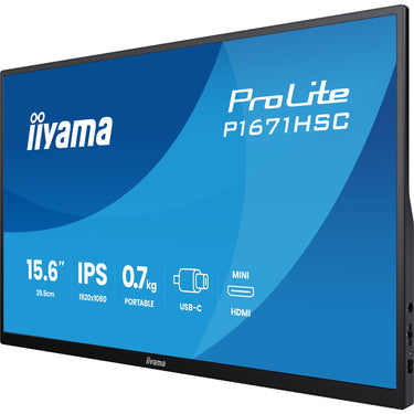 Iiyama prolite p1671hsc-b1 15.6 monitor (zwart (mat), mini-hdmi (type-c), 2x usb-c)