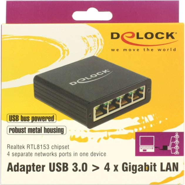 Load image into Gallery viewer, Delock usb 3.0 > 4x gigabit lan adapter (zwart, 80 centimeter)
