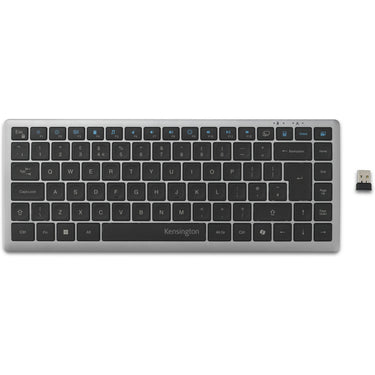 Kensington kb435 eq rechargeable multi-device compact keyboard (grijs, us-international lay-out (qwerty), scissor switches, 80% (tkl), usb, 2,4 ghz, bluetooth 5.4)