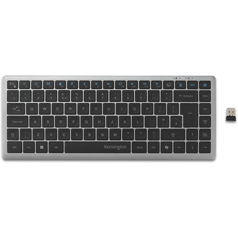 Load image into Gallery viewer, Kensington kb435 eq rechargeable multi-device compact keyboard (grijs, us-international lay-out (qwerty), scissor switches, 80% (tkl), usb, 2,4 ghz, bluetooth 5.4)

