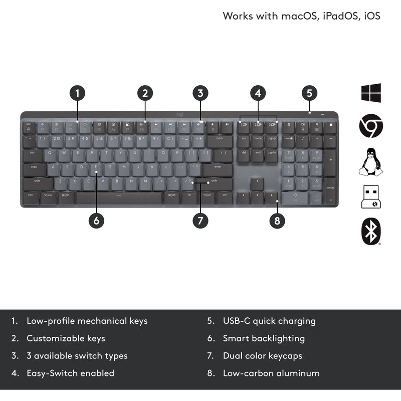 Load image into Gallery viewer, Logitech mx mechanical, toetsenbord (zwart grijs, us-international, bluetooth low energy)

