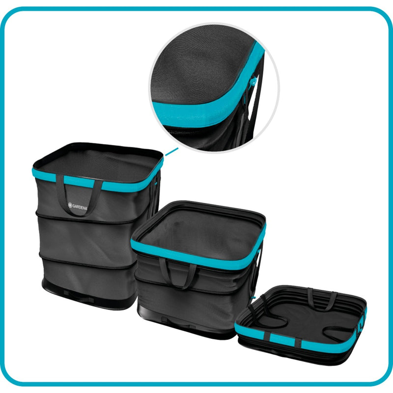 Load image into Gallery viewer, Gardena tuinafvalzak pop-up rechthoekig, maat m (zwart turquoise, tot 130 liter)
