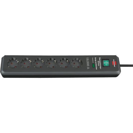 Brennenstuhl secure-tec 19.500a stekkerdoos met overspanningsbeveiliging 6-voudig antraciet 2m h05vv-f 3g1,5
