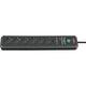 Brennenstuhl secure-tec 19.500a stekkerdoos met overspanningsbeveiliging 6-voudig antraciet 2m h05vv-f 3g1,5