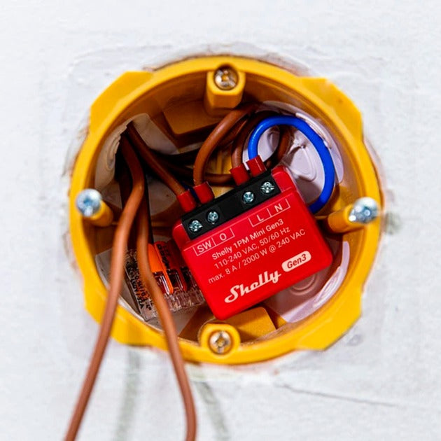 Load image into Gallery viewer, Shelly plus 1pm mini gen3 relais (rood zwart, wifi)
