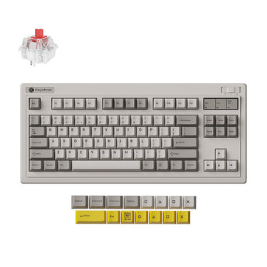 Keychron r3-m1 qmk wireless mechanical keyboard (grijs, us lay-out (qwerty), super red, 80% (tkl), rgb, cherry pbt, hot swap, 2.4 ghz bluetooth 5.3 usb-c)