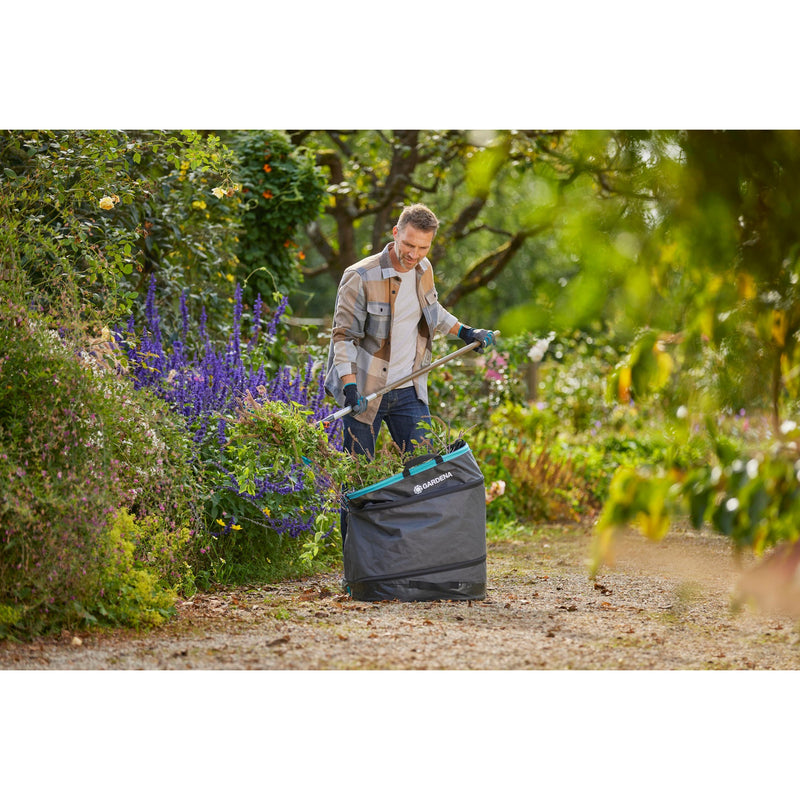 Load image into Gallery viewer, Gardena tuinafvalzak pop-up rechthoekig, maat l (zwart turquoise, tot 220 liter)
