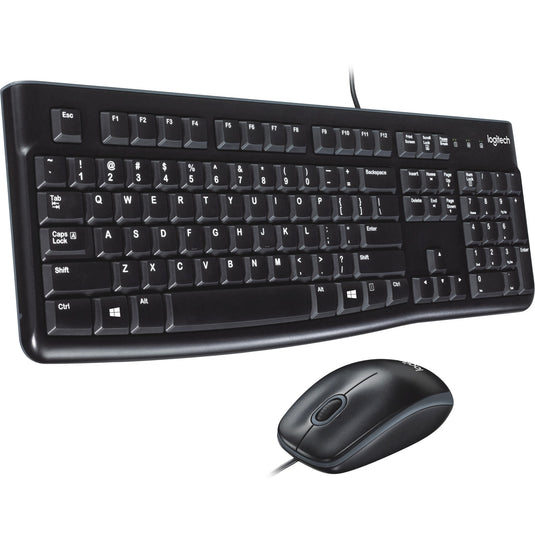 Logitech mk120 desktopset (zwart, eu lay-out (qwerty), rubberdome)
