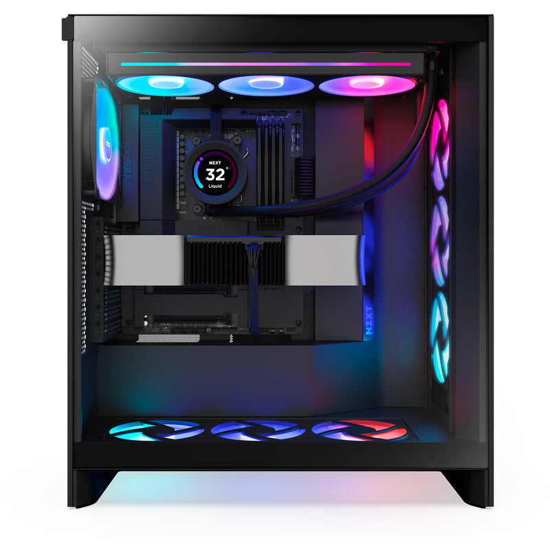 Load image into Gallery viewer, Nzxt h7 flow rgb (2024) midi tower behuizing (zwart | 2x usb-a | 1x usb-c | rgb | tempered glass)
