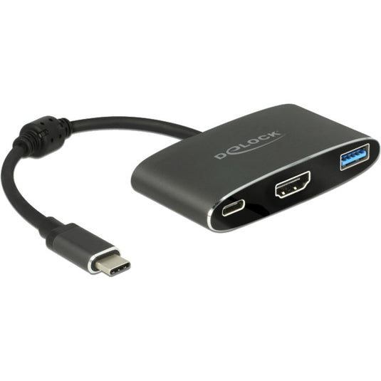 Delock usb-c male > hdmi female + usb-a + usb-c pd adapter (zwart, 0,2 meter, 4k 30hz)