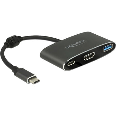 Delock usb-c male > hdmi female + usb-a + usb-c pd adapter (zwart, 0,2 meter, 4k 30hz)