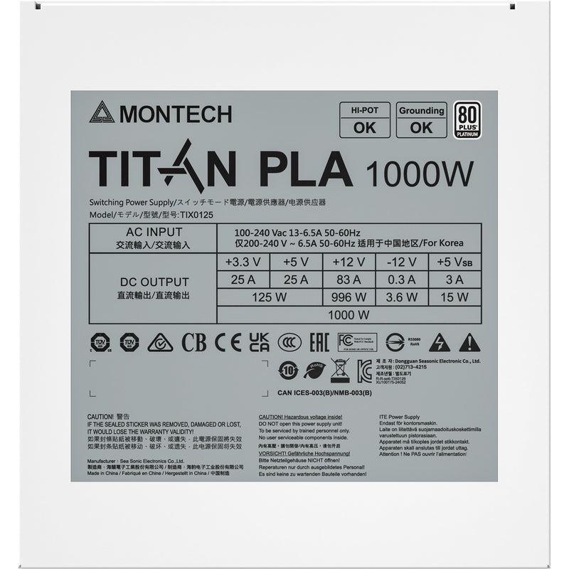 Load image into Gallery viewer, Montech titan pla modulaire 1000 watt voeding (wit, 2x pcie)
