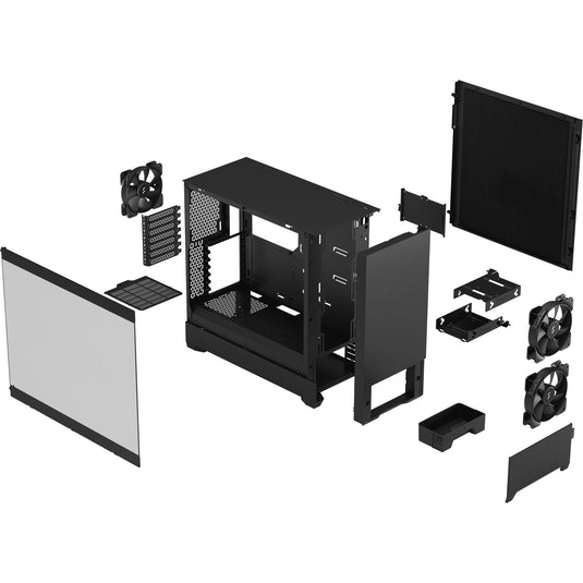 Fractal design pop silent black tg clear tint midi tower behuizing (zwart | 2x usb-a | tempered glass)