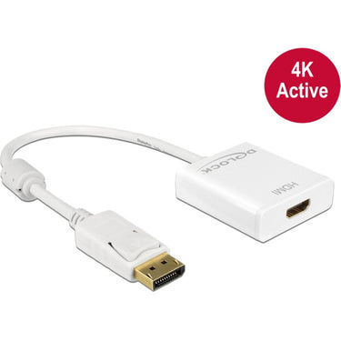 Delock displayport > hdmi adapter (wit, 0,2 meter, 4k)