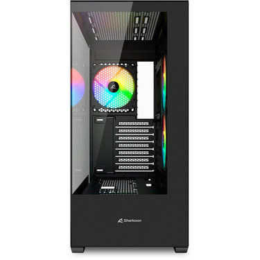 Sharkoon sk6 argb midi tower behuizing (zwart | 2x usb-a | rgb | tempered glass)