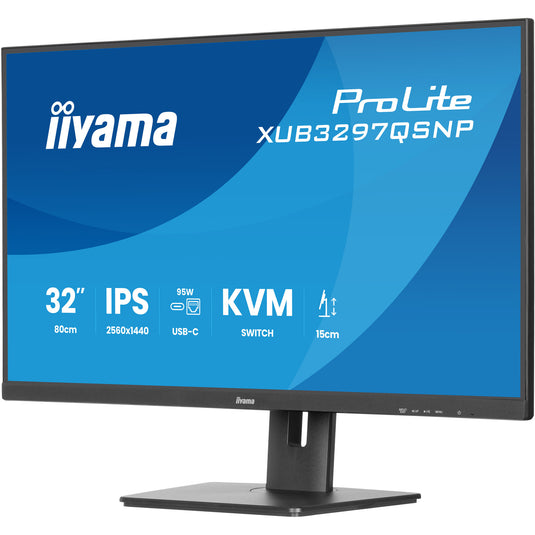 Iiyama prolite xub3297qsnp-b1 32 monitor (zwart, hdmi, 2x displayport, 2x usb-a, 2x usb-c, rj-45)