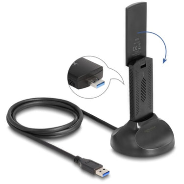 Delock wi-fi 6e dual band wlan usb adapter ax3000 wlan adapter (zwart)
