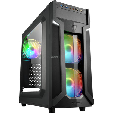 Sharkoon vg6-w rgb midi tower behuizing (zwart | 4x usb-a | rgb | window)