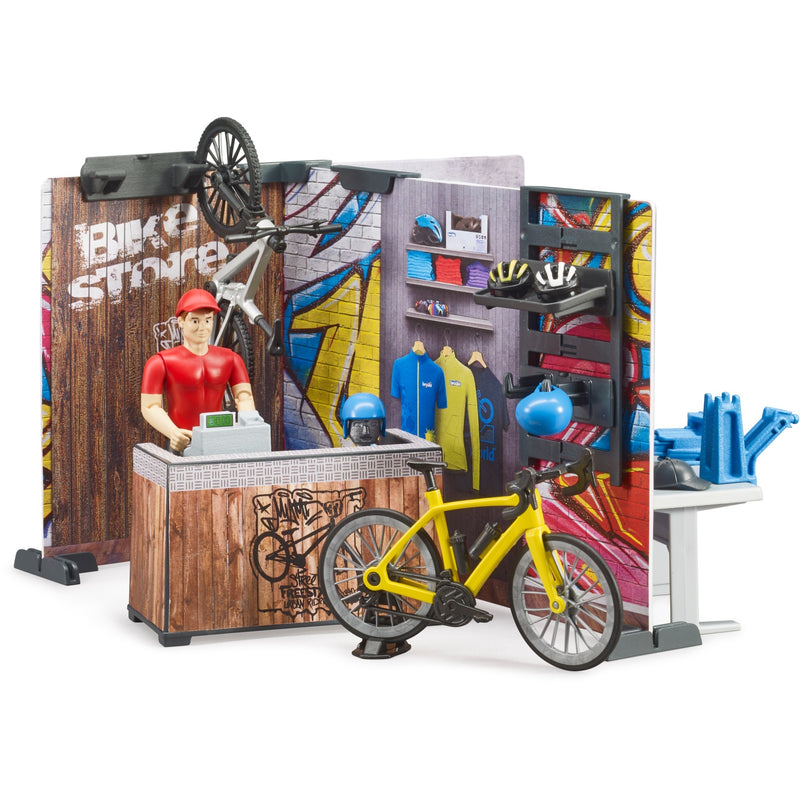 Load image into Gallery viewer, Bruder bworld fietsenwinkel speelfiguur (63120)
