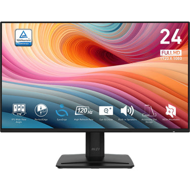 Msi pro mp242a e2 23.8 monitor (zwart, hdmi, displayport, vga, 120 hz)