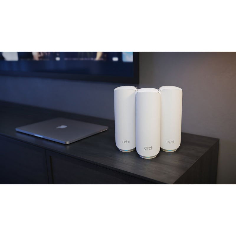 Load image into Gallery viewer, Netgear orbi 370 wifi mesh systeem, dual-band wifi 7-mesh systeem, 3 stuks mesh router (wit, 1x orbi wifi 7-router (rbe371), 2x orbi wifi 7-satellieten (rbe370))
