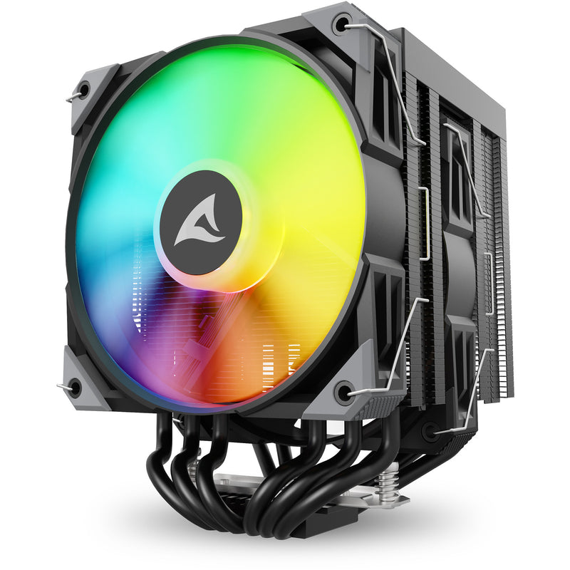 Load image into Gallery viewer, Sharkoon a60 rgb cpu-koeler (zwart, 4-pins pwm fan-connector)
