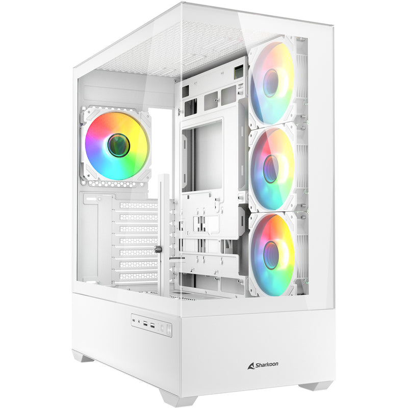 Load image into Gallery viewer, Sharkoon ak6 rgb midi tower behuizing (wit | 2x usb-a | 1x usb-c | rgb | tempered glass)
