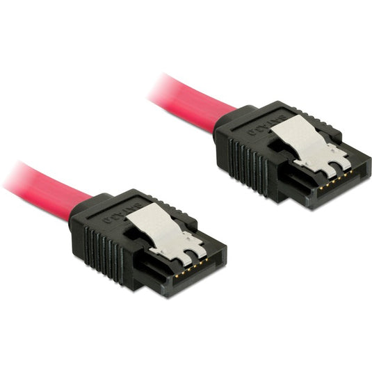 Delock sata kabel (rood, 0,3 meter, 6 gb s, connector met klem)