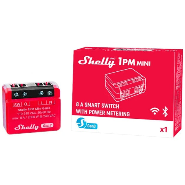 Load image into Gallery viewer, Shelly plus 1pm mini gen3 relais (rood zwart, wifi)
