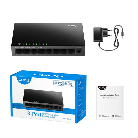 Cudy 8-port gigabit desktop metal switch (zwart)
