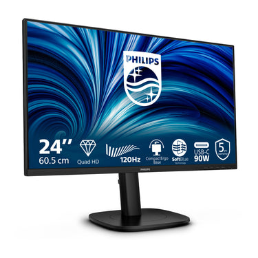 Philips 24b2u3601 00 23.8 monitor (zwart, hdmi, displayport, usb-c, lan, audio, 120 hz)