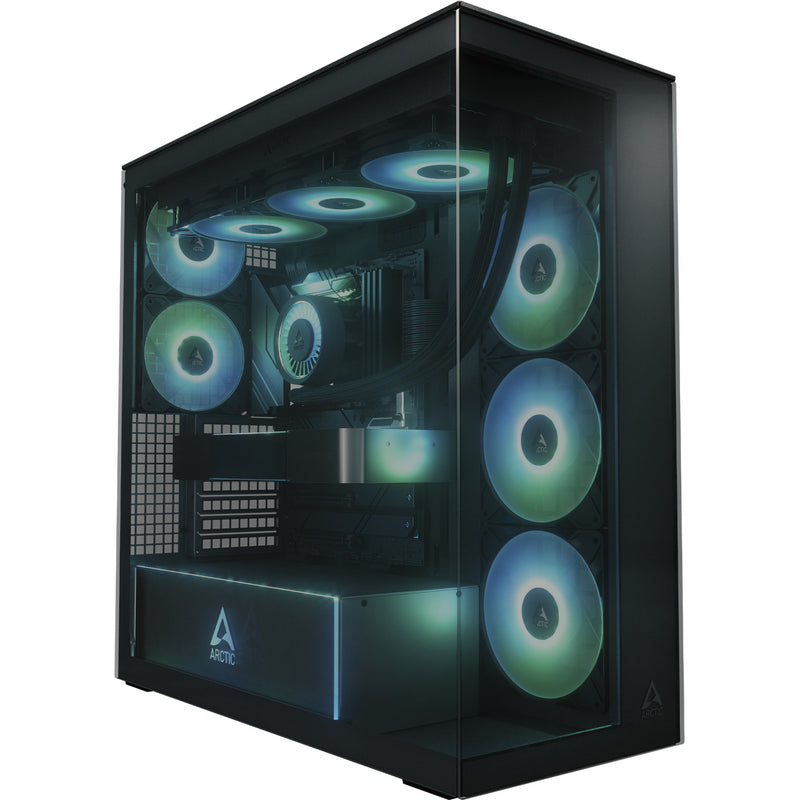 Load image into Gallery viewer, Arctic xtender midi tower behuizing (zwart (mat) | 2x usb-a | 1x usb-c | rgb | tempered glass)
